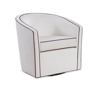 English Elm Kendall Velvet Swivel Accent Chair with Contrasting Welt, Barrel Back Comfort, Durable Style Cream B050P157991