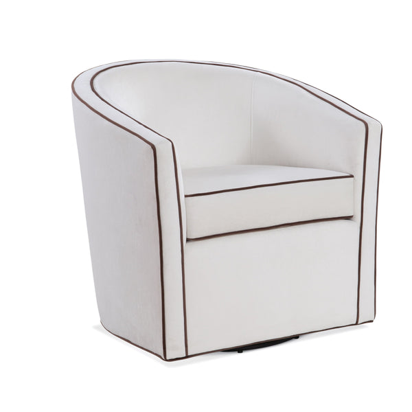 English Elm Kendall Velvet Swivel Accent Chair with Contrasting Welt, Barrel Back Comfort, Durable Style Cream B050P157991
