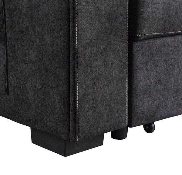 English Elm Toby Woven Fabric Sleeper Sectional with Storage Chaise and Built-in Charging Ports B061S00813