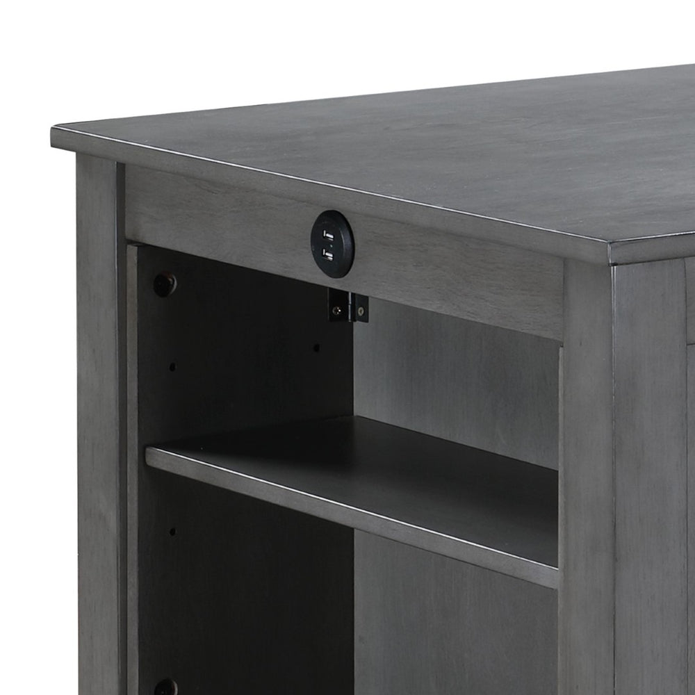 English Elm Graham Counter Height Dining Table with Usb Ports Open Shelves Gray Modern Finish B061P159999