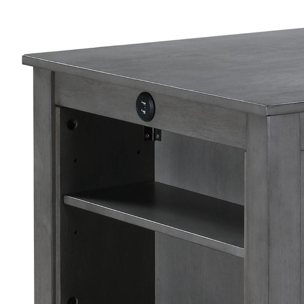 English Elm Graham Counter Height Dining Table with Usb Ports Open Shelves Gray Modern Finish B061P159999