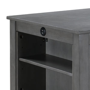 English Elm Graham Counter Height Dining Set with Usb Charging Open Shelf and Upholstered Chairs Gray B061S00811
