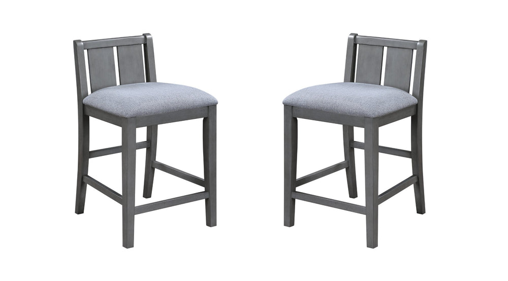 English Elm Graham Low-back Counter Stools Set of 2 Gray Upholstered Rubberwood Kitchen Seating B061P160000
