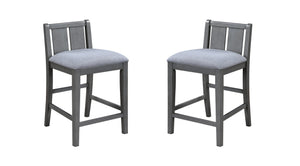 English Elm Graham Counter Height Dining Set with Usb Charging Open Shelf and Upholstered Chairs Gray B061S00811