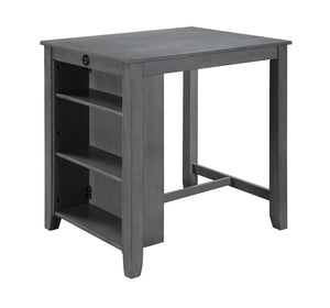 English Elm Graham Counter Height Dining Table with Usb Ports Open Shelves Gray Modern Finish B061P159999