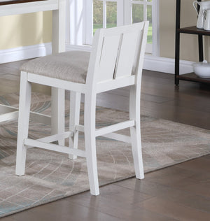 English Elm Graham Counter Height Dining Set with Usb Charging Open Shelf and Upholstered Chairs White B061S00812