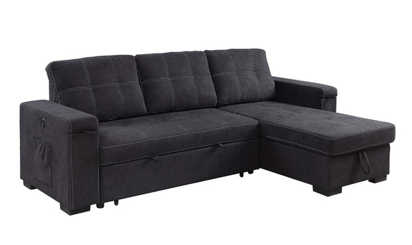 English Elm Toby Woven Fabric Sleeper Sectional with Storage Chaise and Built-in Charging Ports B061S00813