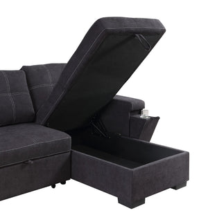 English Elm Toby Woven Fabric Sleeper Sectional with Storage Chaise and Built-in Charging Ports B061S00813