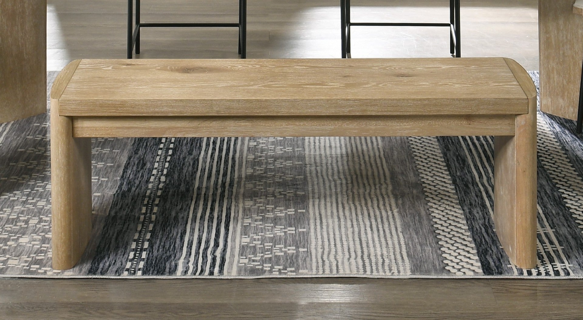 Magnus Oak Veneer Dining Bench with Rounded Edges for Modern Entryway