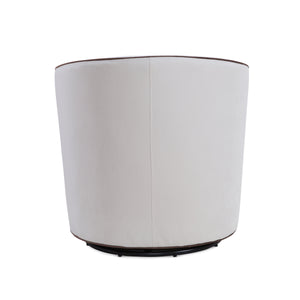 English Elm Kendall Velvet Swivel Accent Chair with Contrasting Welt, Barrel Back Comfort, Durable Style Cream B050P157991