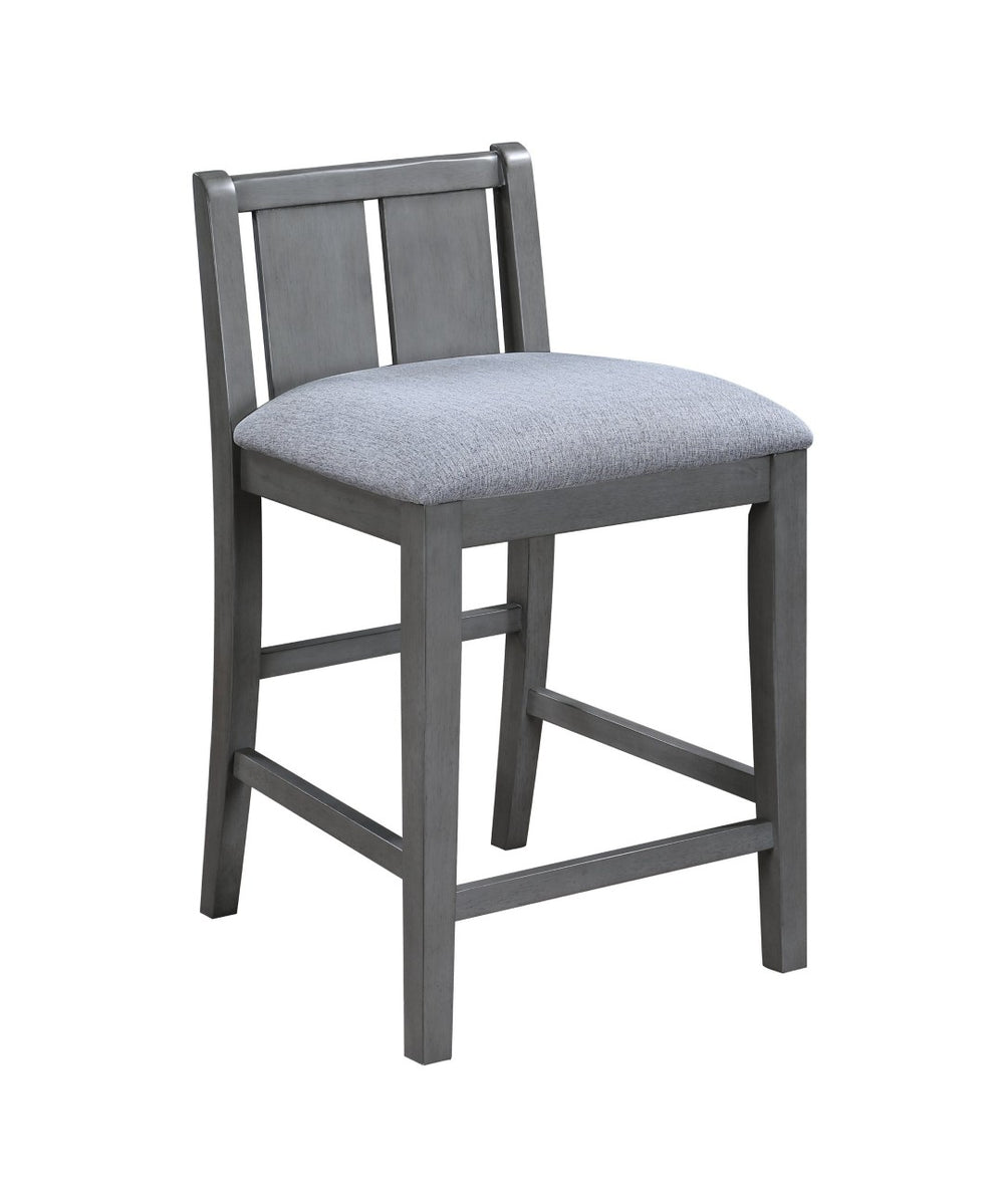 English Elm Graham Low-back Counter Stools Set of 2 Gray Upholstered Rubberwood Kitchen Seating B061P160000