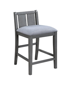 English Elm Graham Low-back Counter Stools Set of 2 Gray Upholstered Rubberwood Kitchen Seating B061P160000