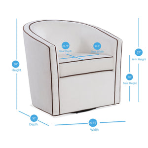 English Elm Kendall Velvet Swivel Accent Chair with Contrasting Welt, Barrel Back Comfort, Durable Style Cream B050P157991