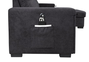 English Elm Toby Woven Fabric Sleeper Sectional with Storage Chaise and Built-in Charging Ports B061S00813