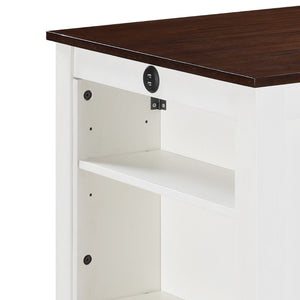 English Elm Graham White Counter Height Dining Table with Usb Ports Open Shelves Small Space B061P160001