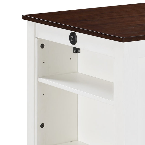 English Elm Graham White Counter Height Dining Table with Usb Ports Open Shelves Small Space B061P160001