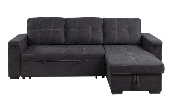 English Elm Toby Woven Fabric Sleeper Sectional with Storage Chaise and Built-in Charging Ports B061S00813
