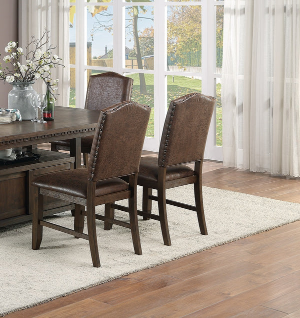 English Elm Classic Rustic Brown Faux Leather Side Chairs Set of 2 — Rubberwood Frame, Foam Cushion, Elegant American Dining Seating Espresso 14 L x 20 W x 43 H B011P160041