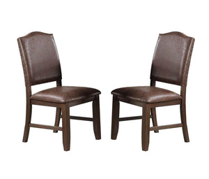 English Elm Classic Rustic Brown Faux Leather Side Chairs Set of 2 — Rubberwood Frame, Foam Cushion, Elegant American Dining Seating Espresso 14 L x 20 W x 43 H B011P160041