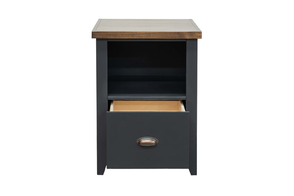English Elm 22 22 inch One-Drawer File Cabinet in Black & Whiskey Finish — Farmhouse Poplar, Fully Assembled, Oil-Rubbed Bronze Hardware, Versatile Storage B108P160153