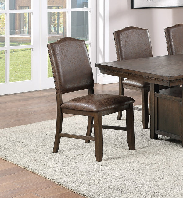 English Elm Classic Rustic Brown Faux Leather Side Chairs Set of 2 — Rubberwood Frame, Foam Cushion, Elegant American Dining Seating Espresso 14 L x 20 W x 43 H B011P160041