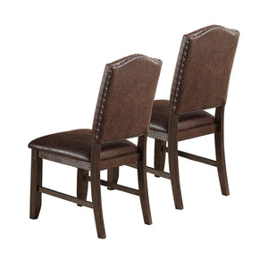 English Elm Classic Rustic Brown Faux Leather Side Chairs Set of 2 — Rubberwood Frame, Foam Cushion, Elegant American Dining Seating Espresso 14 L x 20 W x 43 H B011P160041