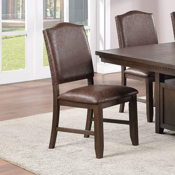 English Elm Classic Rustic Brown Faux Leather Side Chairs Set of 2 — Rubberwood Frame, Foam Cushion, Elegant American Dining Seating Espresso 14 L x 20 W x 43 H B011P160041