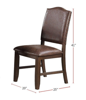 English Elm Classic Rustic Brown Faux Leather Side Chairs Set of 2 — Rubberwood Frame, Foam Cushion, Elegant American Dining Seating Espresso 14 L x 20 W x 43 H B011P160041