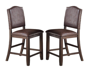 English Elm Classic Rustic Brown Faux Leather Side Chairs Set of 2 — Rubberwood Frame, Foam Cushion, Elegant American Dining Seating Espresso 46 L x 20 W x 15 H B011P160104