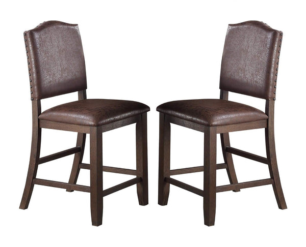English Elm Classic Rustic Brown Faux Leather Side Chairs Set of 2 — Rubberwood Frame, Foam Cushion, Elegant American Dining Seating Espresso 46 L x 20 W x 15 H B011P160104