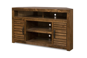 English Elm 52 Inch Corner TV Stand Console for TVs up to 55, Whiskey Knotty Alder Finish, No Assembly Needed B108P160088