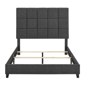 English Elm Queen Upholstered Panel Bed with Tufted Headboard, Modern Luxury Platform Frame, Easy Assembly Grey B108P160260