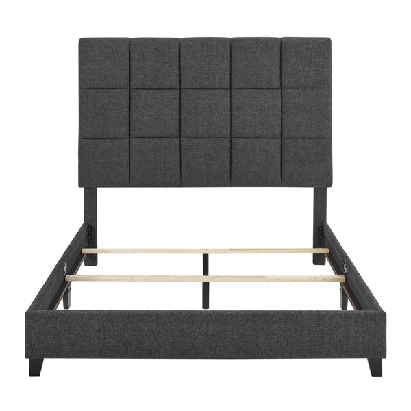 English Elm Queen Upholstered Panel Bed with Tufted Headboard, Modern Luxury Platform Frame, Easy Assembly Grey B108P160260