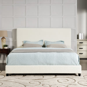 English Elm King Chic Bouclé Upholstered Platform Bed with Panel Headboard, Easy-Clean Polyester, Ships in One Box B108P160257