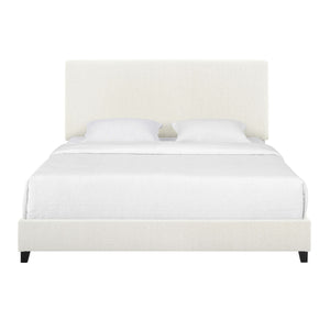 English Elm Queen Upholstered Panel Bed with Tufted Headboard, Modern Luxury Platform Frame, Easy Assembly White B108P160258