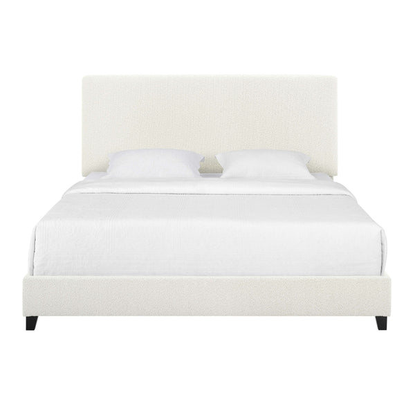 English Elm Queen Upholstered Panel Bed with Tufted Headboard, Modern Luxury Platform Frame, Easy Assembly White B108P160258