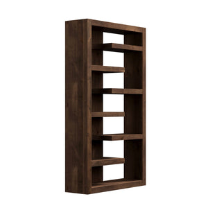 English Elm 72 Inch High 6-Shelf Bookcase in Whiskey Finish — Knotty Alder Solids, Distressed Rustic Urban Style, Fully Assembled B108P160199
