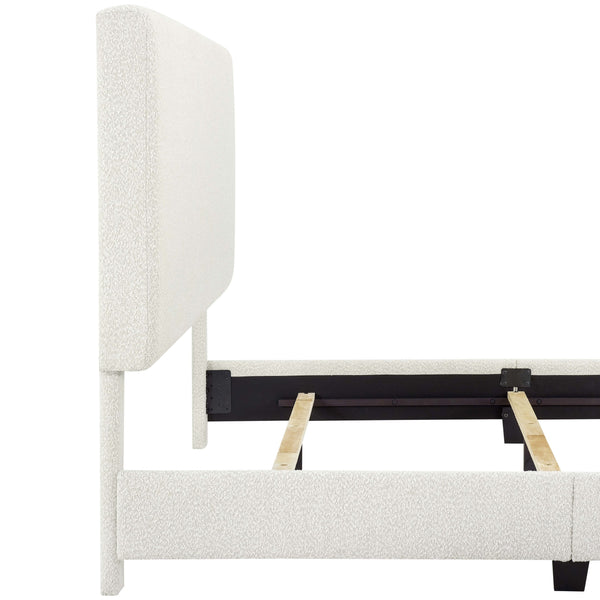 English Elm Queen Upholstered Panel Bed with Tufted Headboard, Modern Luxury Platform Frame, Easy Assembly White B108P160258