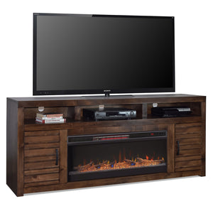 English Elm 78 78 inch Whiskey Electric Fireplace TV Stand Console for TVs to 95", Knotty Alder, Storage, Remote Heat B108P160236