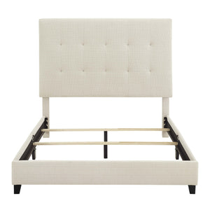 English Elm Queen Upholstered Panel Bed with Tufted Headboard, Modern Luxury Platform Frame, Easy Assembly Beige B108P160252