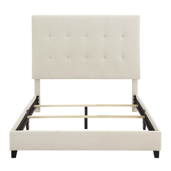 English Elm Queen Upholstered Panel Bed with Tufted Headboard, Modern Luxury Platform Frame, Easy Assembly Beige B108P160252