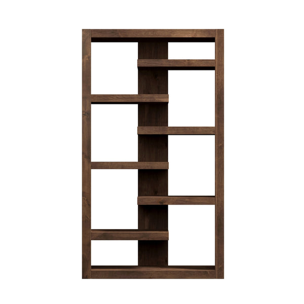 English Elm 72 Inch High 6-Shelf Bookcase in Whiskey Finish — Knotty Alder Solids, Distressed Rustic Urban Style, Fully Assembled B108P160199
