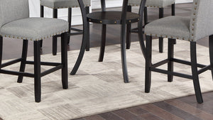 English Elm Grey Counter Height Dining Chair Set of 2 Upholstered Nailhead Trim Plush Cushion Modern Kitchen Seating B011P160051