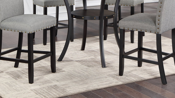 English Elm Grey Counter Height Dining Chair Set of 2 Upholstered Nailhead Trim Plush Cushion Modern Kitchen Seating B011P160051