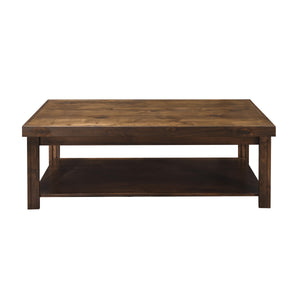 English Elm 48 Inch Coffee Table Whiskey Finish Knotty Alder Solid Veneer Rustic Modern Cocktail Table w/ Wheels B108P160191