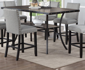 English Elm Dining Room Furniture Rustic Natural Wooden Counter-Height Table With Nailhead Trim & Shelf B011P160054