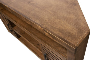 English Elm 52 Inch Corner TV Stand Console for TVs up to 55, Whiskey Knotty Alder Finish, No Assembly Needed B108P160088