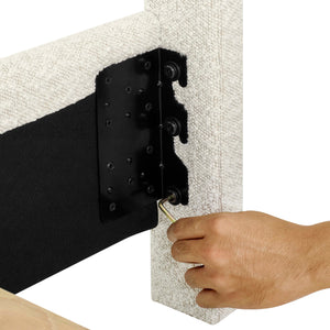 English Elm King Chic Bouclé Upholstered Platform Bed with Panel Headboard, Easy-Clean Polyester, Ships in One Box B108P160257