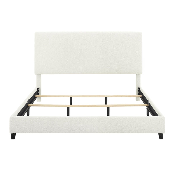 English Elm King Chic Bouclé Upholstered Platform Bed with Panel Headboard, Easy-Clean Polyester, Ships in One Box B108P160257