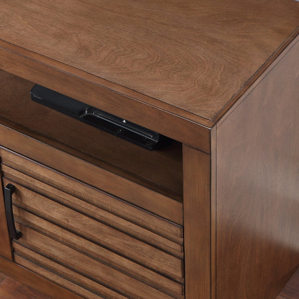 English Elm 72 72 inch TV Stand Console for TVs up to 85", Whiskey Knotty Alder, Pre-Assembled, Rustic Chic Storage B108P160186